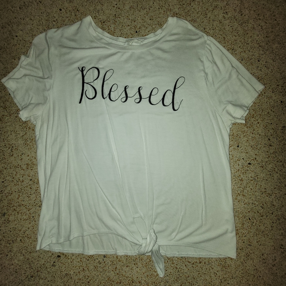 White " blessed" shirt